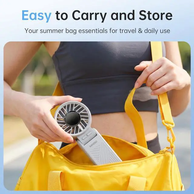 Alt view image 2 of 7 - Handheld Portable High-speed fan,Foldable Design,Rechargeable Personal Fan with 120 High Speeds,3600mAh Power for 8H Cooling Time,LED Display,3-in-1,Powerful handheld fan for outdoor (Grey)