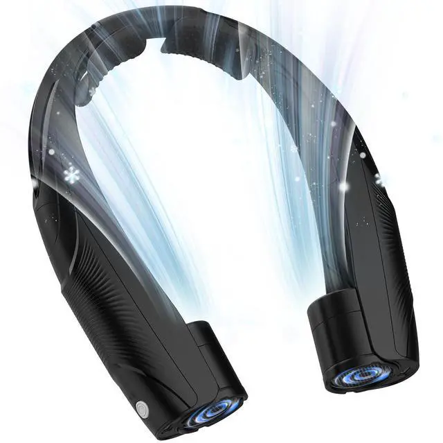 Main image of Neck Fan, 6000mAh USB Rechargeable Hands Free Personal Fan, 6 Speeds Adjustable Portable Neck Fans, Faster Cooling Wearable Fan, Ultra Quiet for Outdoor, Travel, Home, Office - Black