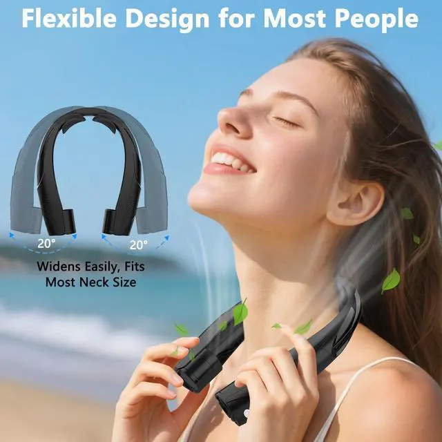 Alt view image 5 of 7 - Neck Fan, 6000mAh USB Rechargeable Hands Free Personal Fan, 6 Speeds Adjustable Portable Neck Fans, Faster Cooling Wearable Fan, Ultra Quiet for Outdoor, Travel, Home, Office - Black