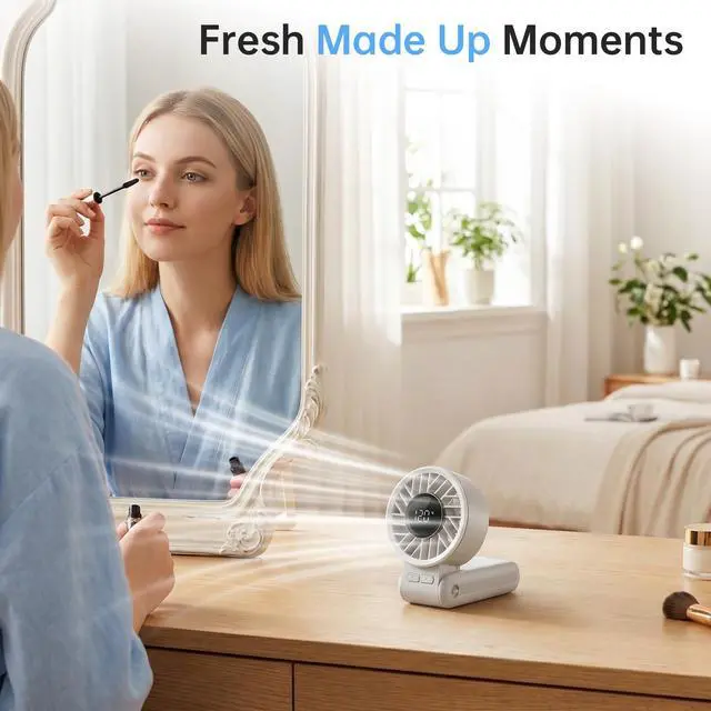 Alt view image 7 of 7 - Handheld Portable High-speed fan,Foldable Design,Rechargeable Personal Fan with 120 High Speeds,3600mAh Power for 8H Cooling Time,LED Display,3-in-1,Powerful handheld fan for outdoor (Grey)