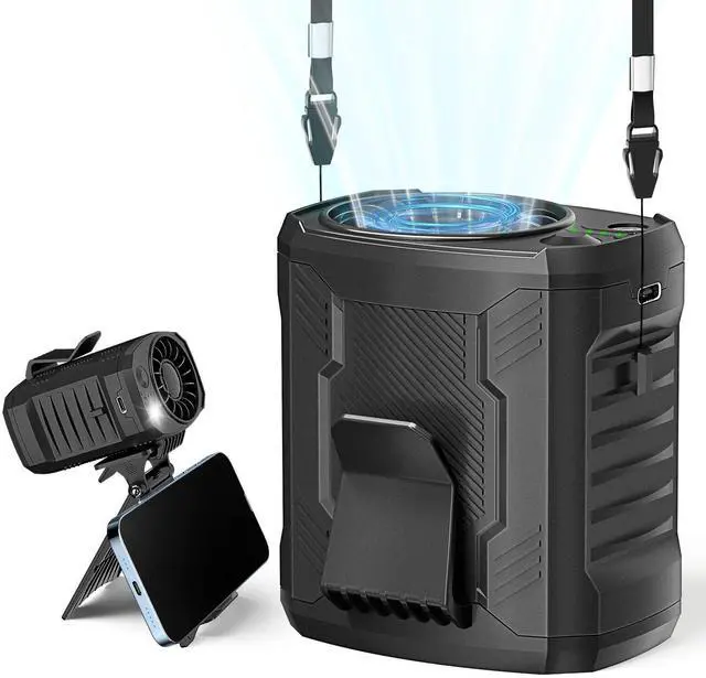 Main image of Portable Personal Waist Neck Fan - Airflow Strong, 10000rpm, 4-Speed Rechargeable Battery, Fast Cooling,Hands-Free Clip Belt Fan Indoor, Outdoor, Camping,Work
