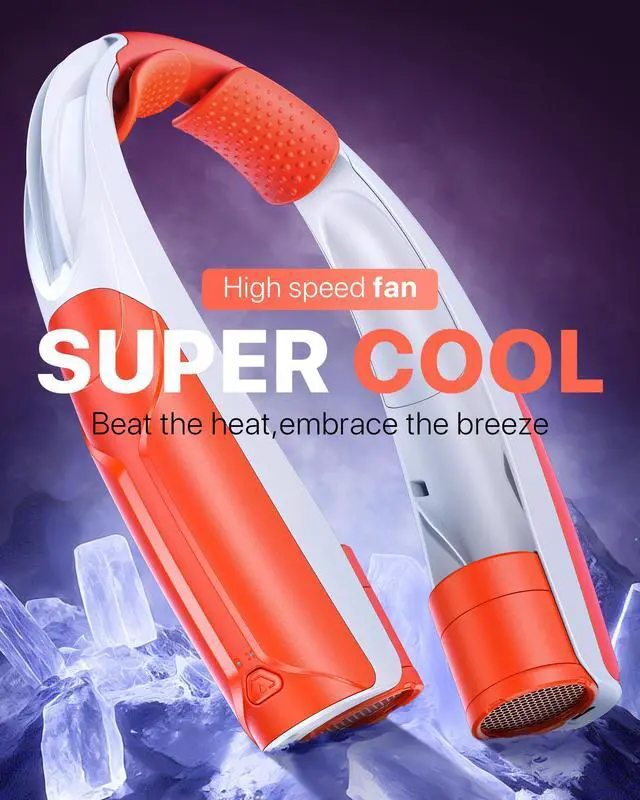 Alt view image 2 of 7 - Portable Neck Fan USB-C Rechargeable, with 6000mAh Battery, Hands-Free Personal Fan 6 Speeds, 6-20Hrs Cooling, Adjustable 11oz Lightweight, Neck Cooler for Outdoor Sports/Gym/Office