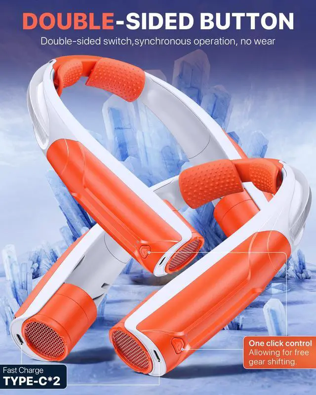 Alt view image 7 of 7 - Portable Neck Fan USB-C Rechargeable, with 6000mAh Battery, Hands-Free Personal Fan 6 Speeds, 6-20Hrs Cooling, Adjustable 11oz Lightweight, Neck Cooler for Outdoor Sports/Gym/Office