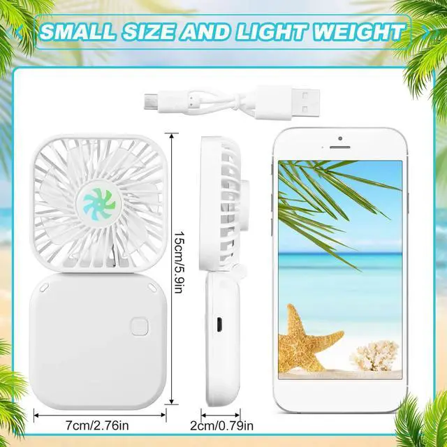Alt view image 2 of 6 - 3 Pcs Portable Necklace Fan Bulk Mini Personal Handheld Fan USB Rechargeable Small Foldable Cooling Gifts for Summer Travel Concerts Cruise Wedding Outdoor Party(Blue, Pink, White)