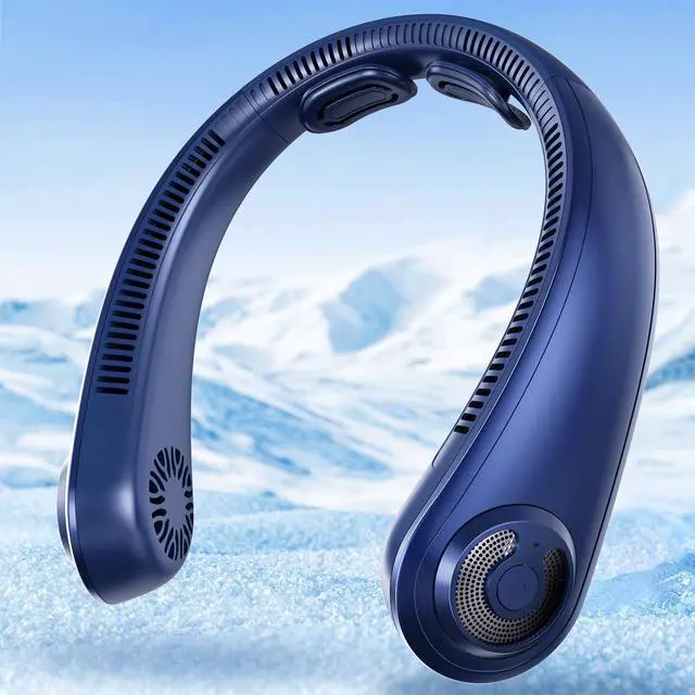 Main image of Portable Neck Fan with Neck Support, 5 Speeds, Lightweight, Rechargeable Personal Hands Free Wearable Neck Fans that Blow Cold Air for Hot Flashes, Disneyland, Travel Essentials, Gifts for Men Women