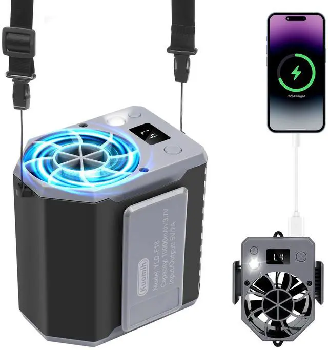 Main image of Portable Waist Fan, 10000mAh Rechargeable Belt Clip Fan, 10000RPM 4 Speeds, 24H Working Time, Hands-Free Wearable Design for Outdoor Workers, Camping, Hiking