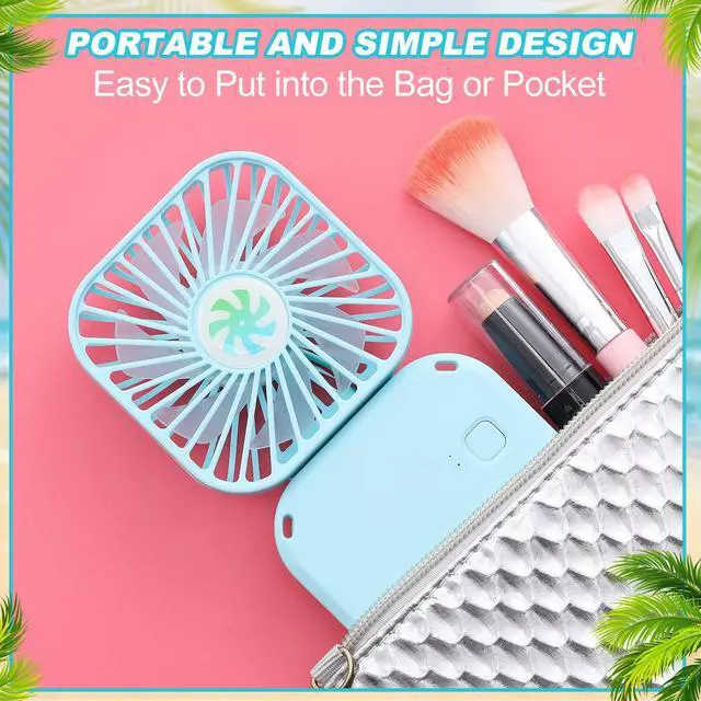 Alt view image 6 of 6 - 3 Pcs Portable Necklace Fan Bulk Mini Personal Handheld Fan USB Rechargeable Small Foldable Cooling Gifts for Summer Travel Concerts Cruise Wedding Outdoor Party(Blue, Pink, White)