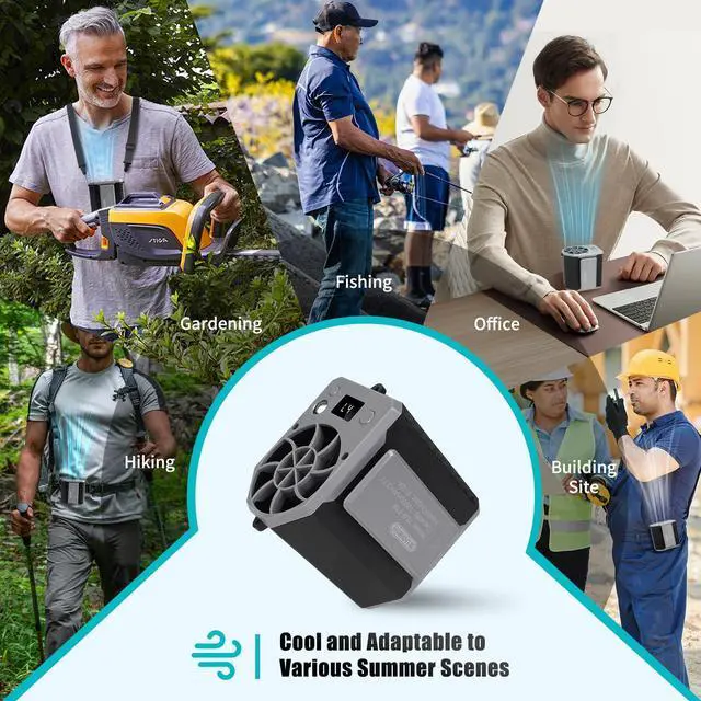 Alt view image 6 of 7 - Portable Waist Fan, 10000mAh Rechargeable Belt Clip Fan, 10000RPM 4 Speeds, 24H Working Time, Hands-Free Wearable Design for Outdoor Workers, Camping, Hiking