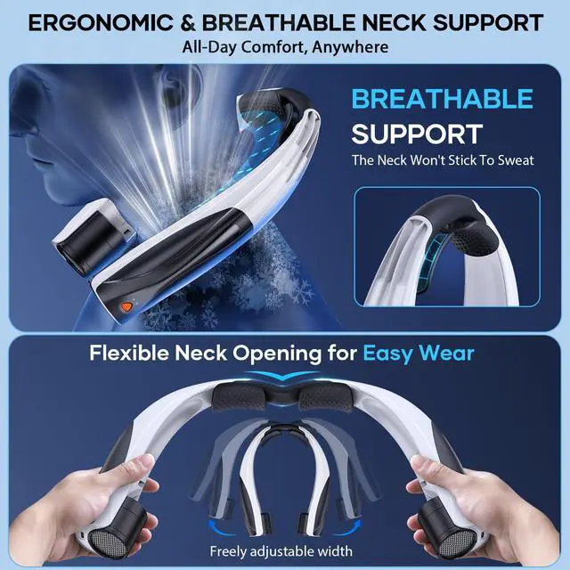 Alt view image 5 of 7 - Neck Fan Portable Neck Fan Rechargeable with 6 Adjustable Speeds, Neck Cooler with 360° Surround Breeze, Upgraded Long-lasting Wearable Fan for Hot Weather, Travel, Outdoor, Camping, Men & Women