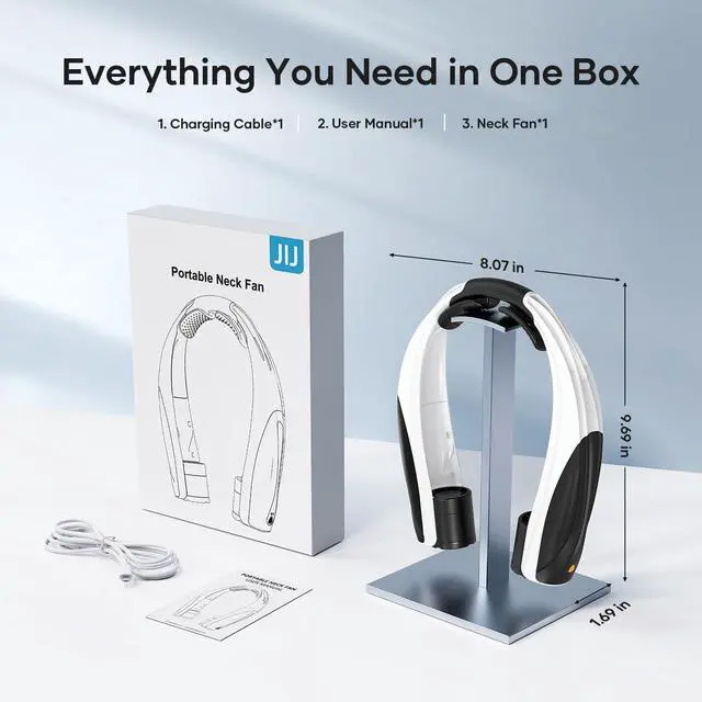 Alt view image 7 of 7 - Neck Fan Portable Neck Fan Rechargeable with 6 Adjustable Speeds, Neck Cooler with 360° Surround Breeze, Upgraded Long-lasting Wearable Fan for Hot Weather, Travel, Outdoor, Camping, Men & Women