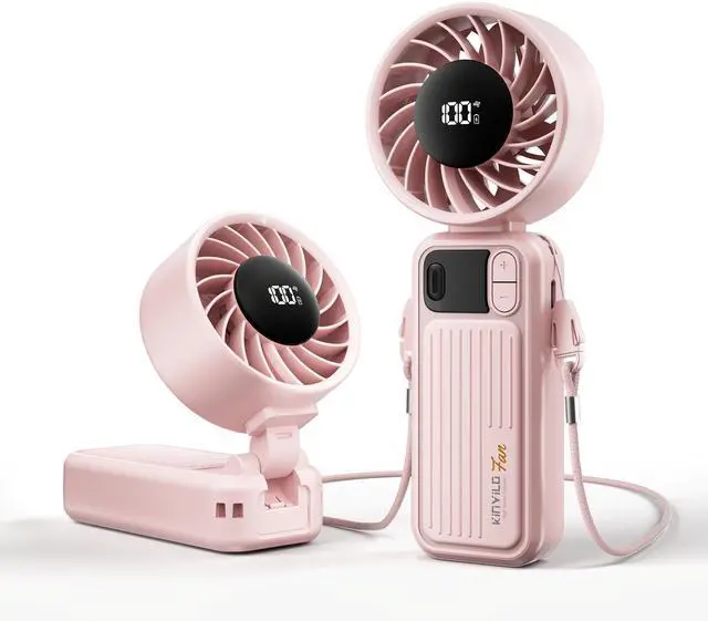 Main image of Portable Handheld Fan,100 Speed Mini FansPersonal Cooling, 4000mAh Rechargeable Battery Max 16 Hours, 3-in-1 Desk & Hand & Neck, Summer Gift for Outdoor, Travel, Beach, Office (Pink)