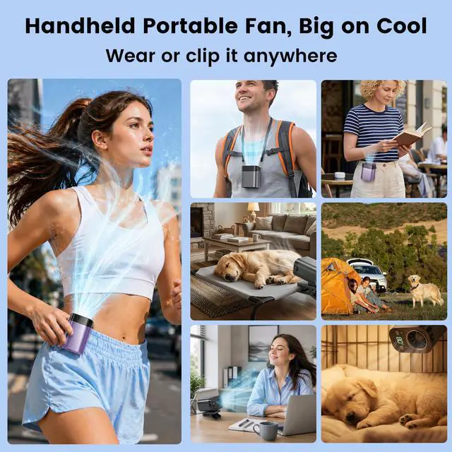 Alt view image 7 of 7 - Portable Rechargeable Waist Fan Bladeless, 24H Max Cooling, 100-Speed 20000RPM Turbo Cooling Battery Personal Fan, Hands-Free Shirt/Belt/Neck Fan for Work Outdoor Travel, Black