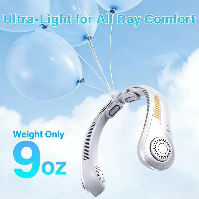 Alt view image 3 of 7 - Portable Neck Fan Rechargeable, 5 Speeds, Lightweight, Long Lasting, Battery Operated All-Around Cooling Quiet Personal Fans for Travel Camping Cooling Essentials, Birthday Gifts for Women Men Mom Dad