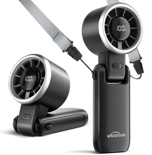 Main image of Portable Handheld Turbo Fan: 12m/s Strong Wind 15000RPM High Speed Mini Fan, 4000mAh Battery Rechargeable Personal Fan with LED Display, 3 in 1 Foldable Fan for Tech Gift, (Black)