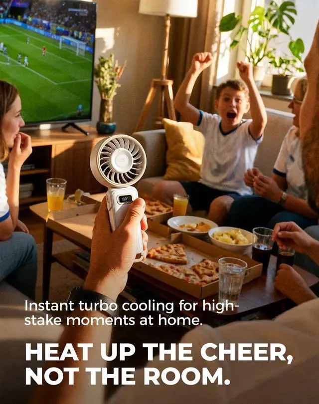 Alt view image 2 of 7 - Portable Turbo Fan, 100 Speed Handheld Fan with Strong Airflow, Foldable 4 in 1 Personal Fan for Neck, Desk & Travel, USB-C Rechargeable, Lightweight for Summer, Concerts & Outdoor Use