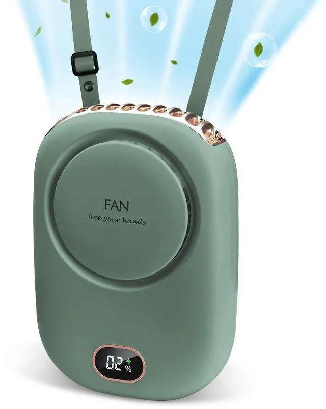 Main image of Portable Neck Fan, Hanging Neck Fan Hands Free with Adjustable Lanyard and Bracket, USB Rechargeable Bladeless Mini Fans Portable, 3 Speeds for Women Kids Outdoor Travel, Green