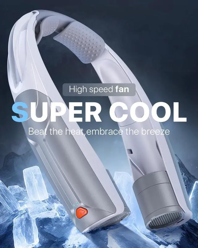 Alt view image 2 of 7 - Portable Neck Fan USB-C Rechargeable, with 6000mAh Battery, Hands-Free Personal Fan 6 Speeds, 6-20Hrs Cooling, Adjustable 11oz Lightweight, Neck Cooler for Outdoor Sports/Gym/Office