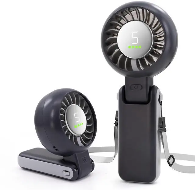 Main image of Portable Handheld Turbo Fan Foldable Personal Fans, 5 Gear Wind, 4000mAh Rechargeable Battery Operated, Up to 16 Working Hours, 3 IN 1 Small Hand Held Fan for Travel, Camping, Beach (Black)