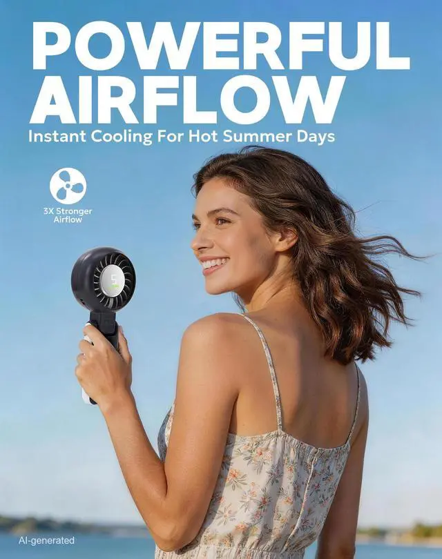 Alt view image 4 of 7 - Portable Handheld Turbo Fan Foldable Personal Fans, 5 Gear Wind, 4000mAh Rechargeable Battery Operated, Up to 16 Working Hours, 3 IN 1 Small Hand Held Fan for Travel, Camping, Beach (Black)