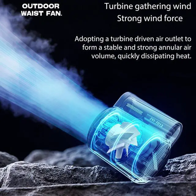 Alt view image 5 of 6 - Waist Fan Portable Rechargeable 4500mAh Battery Lasts 10 Hours, 3-Speed Personal Clip-On Fan, Hands-Free Wearable Mini Cooling Fans for Outdoor Work, Construction, Fishing, Camping