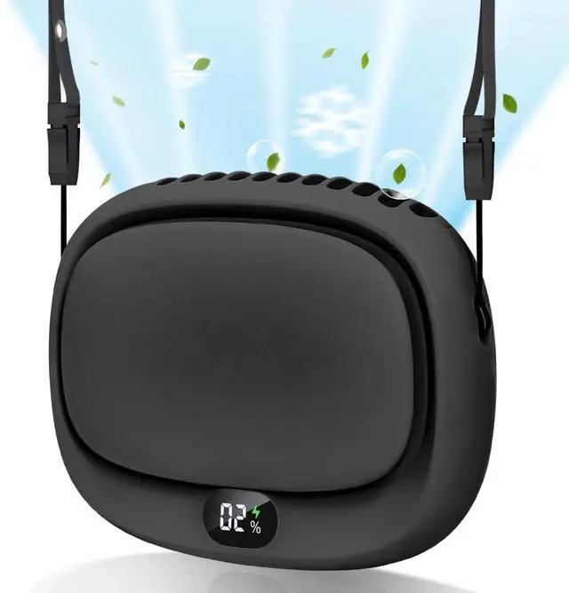 Main image of Portable Neck Fan, Handheld Mini Fan, Personal Fan USB Rechargeable, 5 Speed Adjustable, Hands Free Wearable Fan for Kids Woman Man Home Outdoor Travel Black