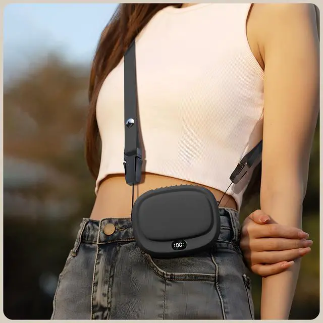 Alt view image 5 of 7 - Portable Neck Fan, Handheld Mini Fan, Personal Fan USB Rechargeable, 5 Speed Adjustable, Hands Free Wearable Fan for Kids Woman Man Home Outdoor Travel Black