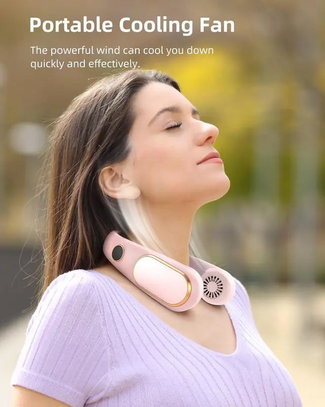 Alt view image 2 of 6 - Neck Fan Rechargeable 5 Speeds, Portable Personal Fan, Hands Free Bladeless Fan, Battery Operated Wearable Fan Adjustable, Screen Design, 4-12 Hours, Cooling Fan For Travel, Outdoor, Indoor