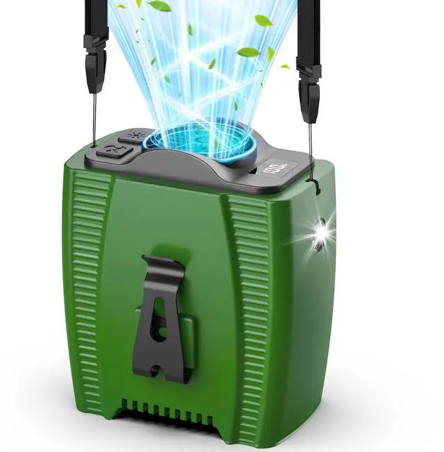 Main image of Portable Waist Fan, 5-Speeds 16000RPM Powerful Airflow, 10000mAh Up to 40H Cooling, Rechargeable Personal Neck Fan, Wearable Belt Fan with LED Display, Flashlight for Travel, Camping, Jobsite