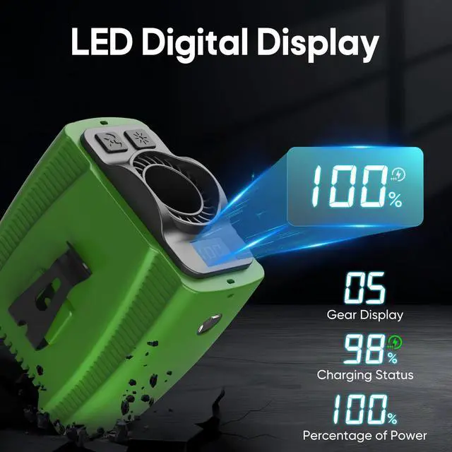 Alt view image 4 of 7 - Portable Waist Fan, 5-Speeds 16000RPM Powerful Airflow, 10000mAh Up to 40H Cooling, Rechargeable Personal Neck Fan, Wearable Belt Fan with LED Display, Flashlight for Travel, Camping, Jobsite