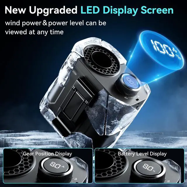 Alt view image 4 of 7 - 12000MAh Portable Waist Fan, 100 Speeds 17000RPM Strong Airflow, Belt Fan with up to 45H of Working Time, Flashlight Hands-Free Hanging Neck Fans,Rechargeable Wearable Personal Fans for Outdoor