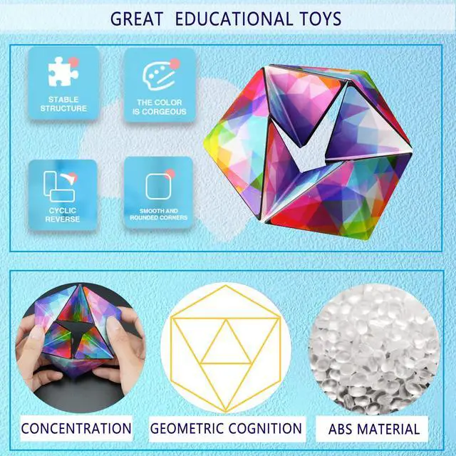 Alt view image 4 of 7 - Kaleidocycle Fidget Cube for Kids, Infinity Flips Magic Cube for Adults to Stay Calm and Anxiety Anti Depression Fidget Fidget Toys Tear-Resistant Desk Cool Puzzle Gadget (Ages 3+)