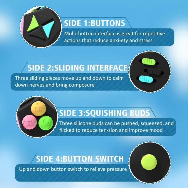 Alt view image 2 of 7 - Fidget Dodecagon 12-Side Fidget Toys Cube Relieves Stress and Anxiety Anti Depression Travel Toy Stocking Stuffers for Kids Gifts for Children and Adults (B2 Black Colorful)