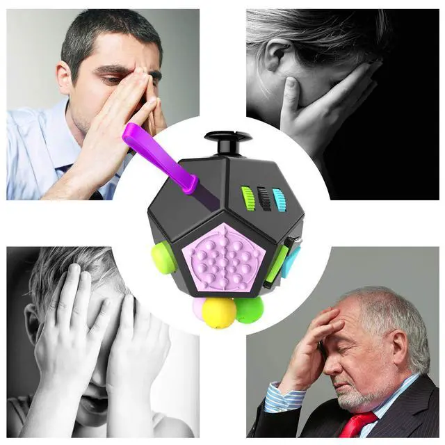 Alt view image 3 of 7 - Fidget Dodecagon 12-Side Fidget Toys Cube Relieves Stress and Anxiety Anti Depression Travel Toy Stocking Stuffers for Kids Gifts for Children and Adults (B2 Black Colorful)