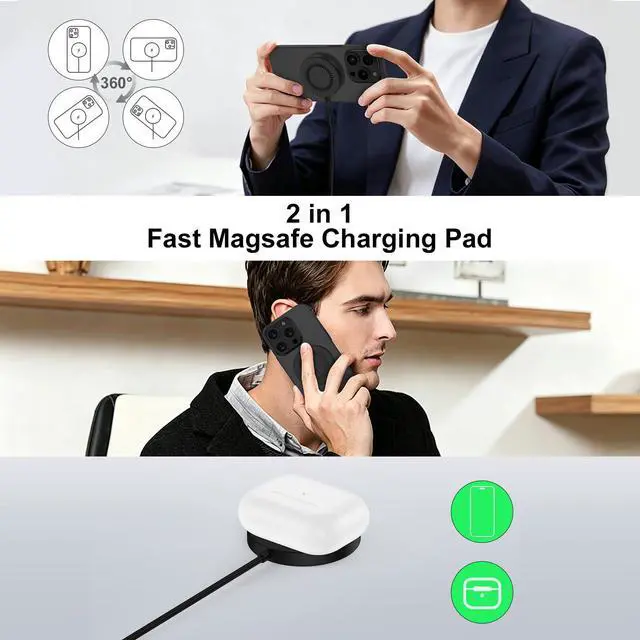 Alt view image 3 of 7 - 15W Wireless Charger Pad Magnetic Fast Charging for iPhone 17E/17 Air/17 Pro/17 Pro Max/16E/16 Pro Max,Wireless Charging Mat with 4FT USB C/USB A Port cargador inalámbrico Samsung Galaxy S26 Ultra S26