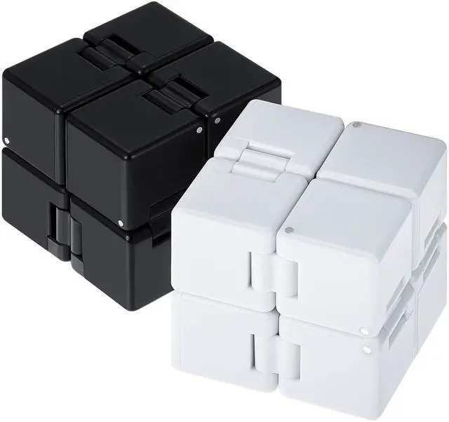 Main image of 2 Packs Cube Toys Fidget Blocks Mini Cube Desk Toy Stress and Anxiety Relief Durable ADHD Hand Held Toys Black and White for Kids Adults Relieving Sensory