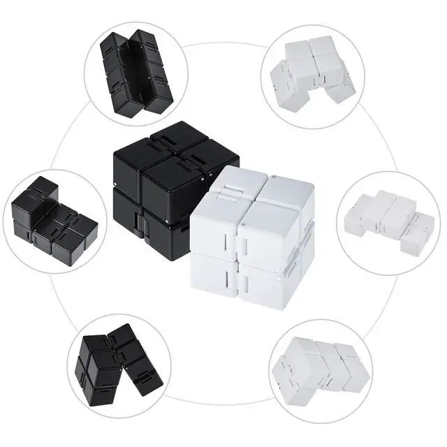 Alt view image 3 of 7 - 2 Packs Cube Toys Fidget Blocks Mini Cube Desk Toy Stress and Anxiety Relief Durable ADHD Hand Held Toys Black and White for Kids Adults Relieving Sensory