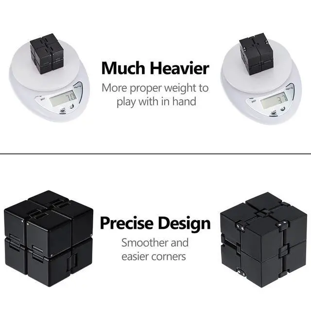 Alt view image 4 of 7 - 2 Packs Cube Toys Fidget Blocks Mini Cube Desk Toy Stress and Anxiety Relief Durable ADHD Hand Held Toys Black and White for Kids Adults Relieving Sensory