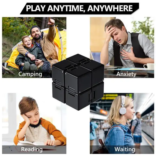 Alt view image 6 of 7 - 2 Packs Cube Toys Fidget Blocks Mini Cube Desk Toy Stress and Anxiety Relief Durable ADHD Hand Held Toys Black and White for Kids Adults Relieving Sensory