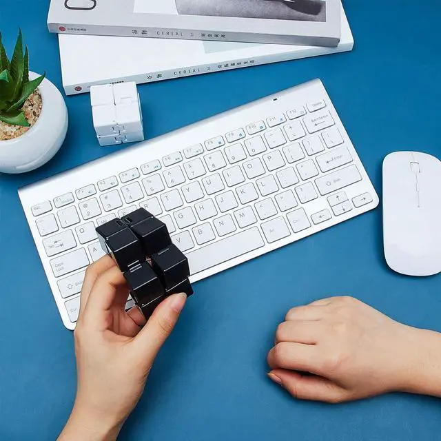 Alt view image 5 of 7 - 2 Packs Cube Toys Fidget Blocks Mini Cube Desk Toy Stress and Anxiety Relief Durable ADHD Hand Held Toys Black and White for Kids Adults Relieving Sensory