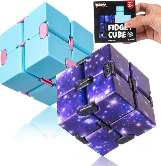 Main image of 2 Pack Infinity Fidget Cube Pocket Fidget Toys for Kids & Adults Quiet Folding Desk Fidget with Smooth Hinges, Durable ABS, Portable Sensory Cube