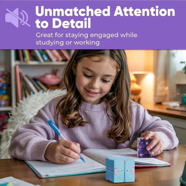 Alt view image 3 of 7 - 2 Pack Infinity Fidget Cube Pocket Fidget Toys for Kids & Adults Quiet Folding Desk Fidget with Smooth Hinges, Durable ABS, Portable Sensory Cube