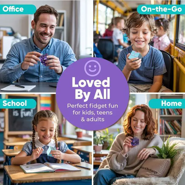 Alt view image 6 of 7 - 2 Pack Infinity Fidget Cube Pocket Fidget Toys for Kids & Adults Quiet Folding Desk Fidget with Smooth Hinges, Durable ABS, Portable Sensory Cube