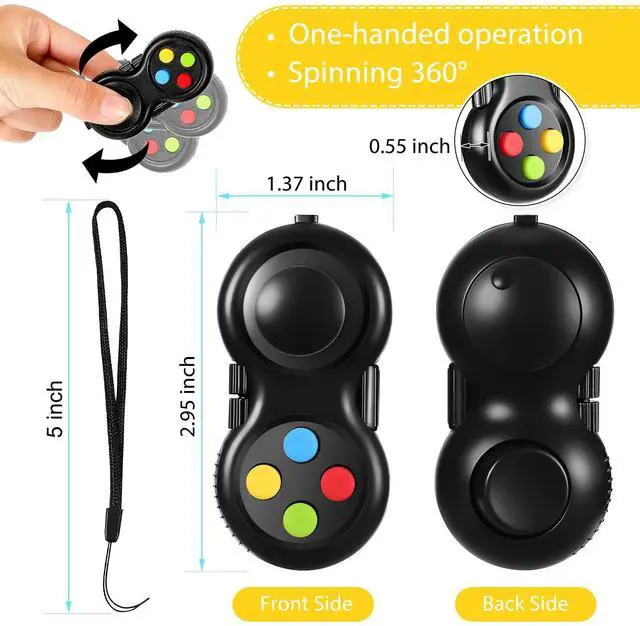 Alt view image 2 of 7 - 2 Pcs Fidget Toys for Adults Controller Fidget Pad Stress Relief Cube Clicker Game Controller Sensory Educational Toy for ADHD Autism Relief Stress Anxiety(Starry Purple and Black Style)