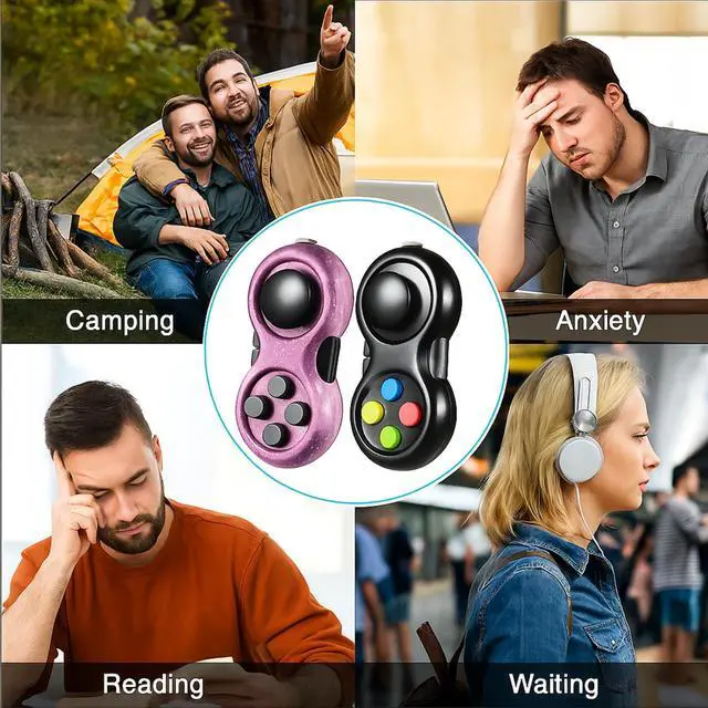 Alt view image 4 of 7 - 2 Pcs Fidget Toys for Adults Controller Fidget Pad Stress Relief Cube Clicker Game Controller Sensory Educational Toy for ADHD Autism Relief Stress Anxiety(Starry Purple and Black Style)