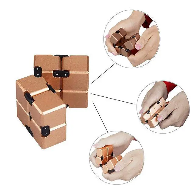 Alt view image 2 of 7 - Infinity Cube Fidget Cube Toy for Adults & Kids Relieve Stress & Anxiety Cool Hand Fidget Stress Toy, Killing Time Fidget Finger Toys Infinite Cube, Rose Gold