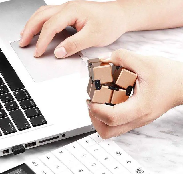 Alt view image 5 of 7 - Infinity Cube Fidget Cube Toy for Adults & Kids Relieve Stress & Anxiety Cool Hand Fidget Stress Toy, Killing Time Fidget Finger Toys Infinite Cube, Rose Gold