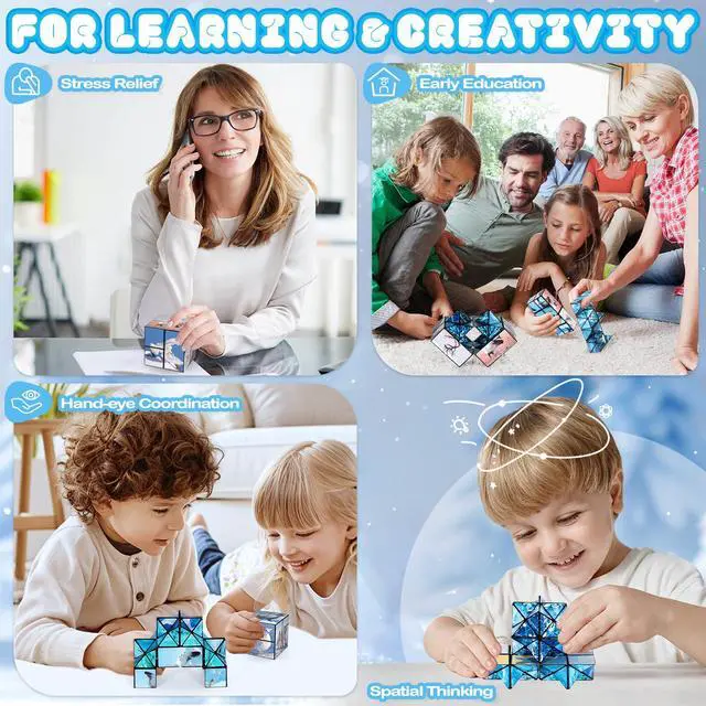 Alt view image 7 of 7 - 2 in 1 Magic Cube Set, Fidget Toy for Kids Adults, Yoshimoto Cube for Ages 8-12, Arctic/Antarctic Animals Puzzle Cube Fun Toy for Boys Girls (Polar Series)