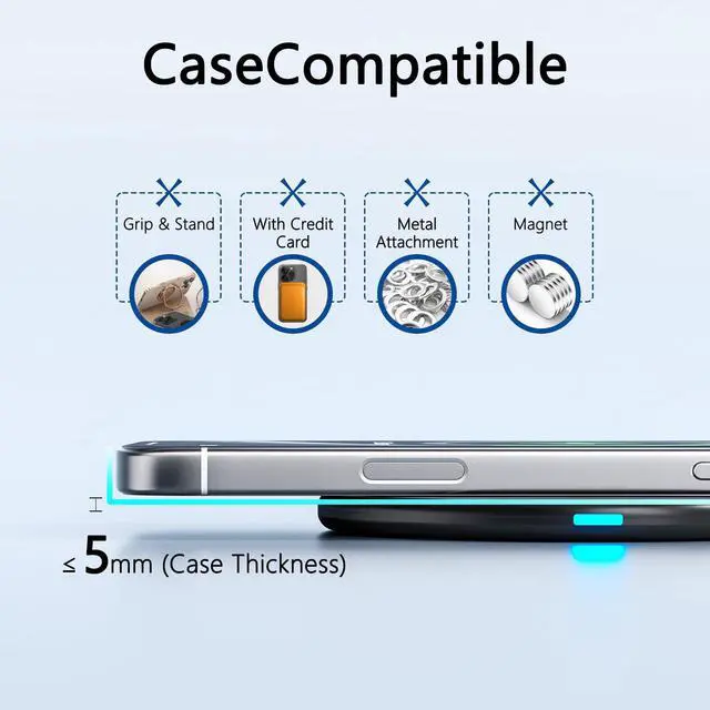 Alt view image 4 of 7 - 20W Wireless Charger, Wireless Charging Pad 20W Wireless Fast Charger Compatible with iPhone 17/17 Pro Max/16/15/14/13/12//11 Series; Samsung Galaxy S25/S24/S23/S22/S21/S20, AirPods Pro 3