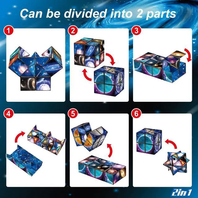 Alt view image 2 of 7 - Star Cube,Vcall 2 in 1 Combo Infinity Cube Fidget Toy Magic Star Cube Smooth Surface Magic Cube Puzzle for Kids and Adults to Stress and Anxiety Relief Mini Preschool Toys