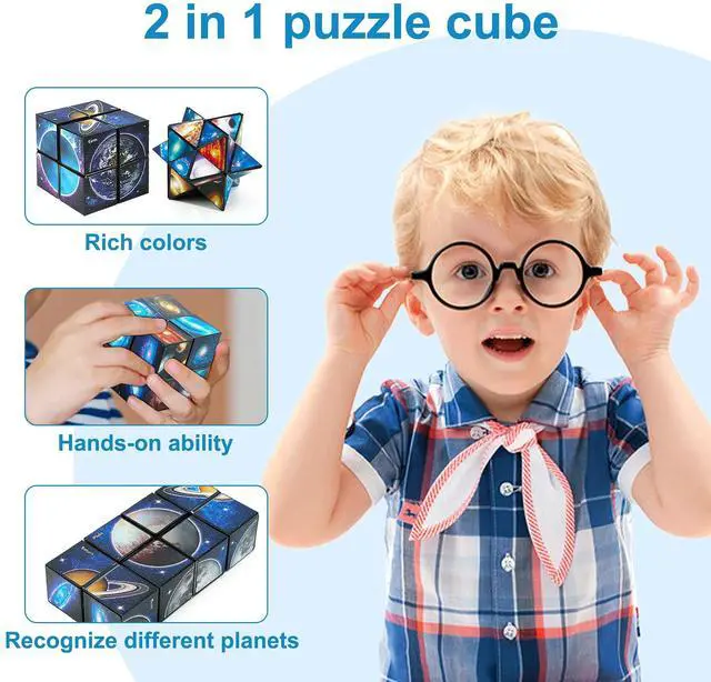 Alt view image 3 of 7 - Star Cube,Vcall 2 in 1 Combo Infinity Cube Fidget Toy Magic Star Cube Smooth Surface Magic Cube Puzzle for Kids and Adults to Stress and Anxiety Relief Mini Preschool Toys